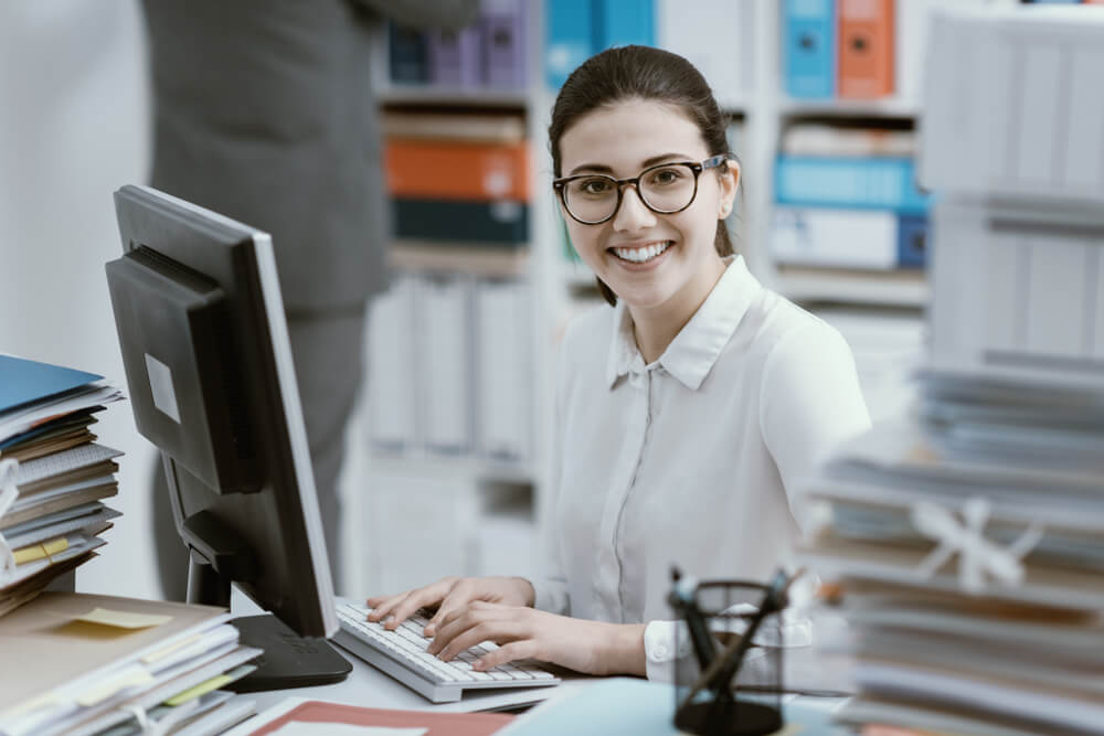 Smiling female office administrator